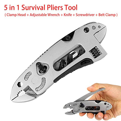 Survival Tools Multitool Pliers Pocket Knife Screwdriver Set Kit Adjustable Wrench Jaw Spanner Repair Tool for Hunting/Camping
