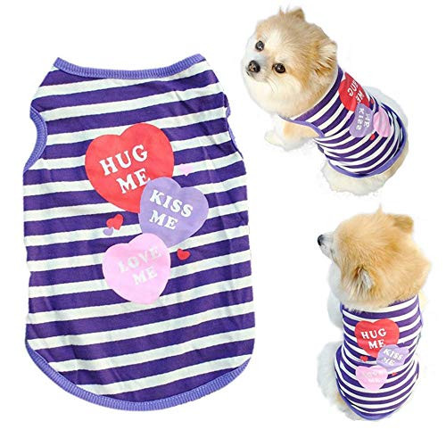 Howstar Pet Shirt, Printed Puppy Shirt Dog Clothes Soft Vest for Summer Pet Apparel -M, Purple- Howstar Pet Shirt, Printed Puppy Shirt Dog Clothes Soft Vest for Summer Pet Apparel -M, Purple-