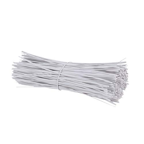 Happyyami 1000 Pcs Plastic Coated Twist Ties Twist Cord Wire Cable Ties Iron Garden Wire Cable Tie Organizer for Gardening Home Office Vine White 0.45MM