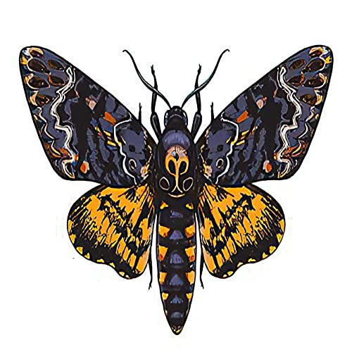 Tattoo design 6 Sheets Temporary Tattoos Acherontia Styx Butterfly White Death's-Head Temporary tattoo Neck Arm Chest for Women Men Adults 3.7 X 3.7 Inch