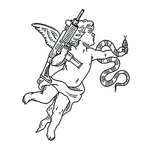 Tattoo design 6 Sheets Temporary Tattoos the Angel a Gun and Snake Be as Tattoo Temporary tattoo Neck Arm Chest for Women Men Adults 3.7 X 3.7 Inch