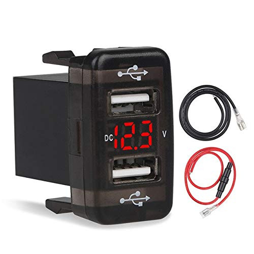 Davitu Cables, Adapters  and  Sockets - 5V 4.2A Quick Charge For Toyota 2.1A Car USB Socket Charger 12V LED Display Voltmeter USB Car Adapter Charger for Smartphone - -Color Name: Red-