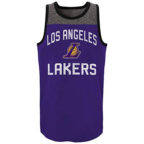 Outerstuff NBA Boys Kids -4-7-  and  Youth -8-20- Steel Tank Top, Los Angeles Lakers Medium -10-12-