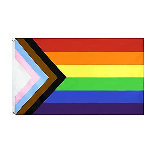 Progress Pride Flag 3x5 Fts - Outdoor LGBT Community Support Gay Pride Rainbow Banner