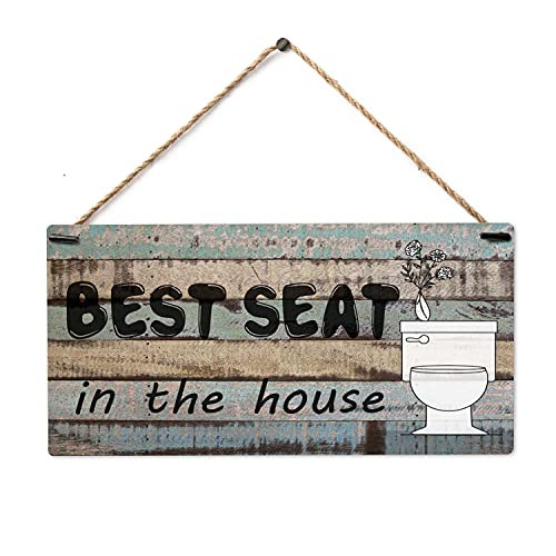 Best Seat Wood Sign Funny Bathroom Hanging Wall Decor Sign Farmhouse Rustic Wall Art Decor for School Chatroom Bathroom Wood Plaque 10"x5"