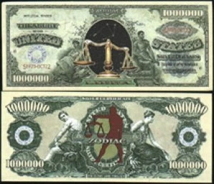 American Art Classics Libra Zodiac Million Dollar Bill in Protective Holder