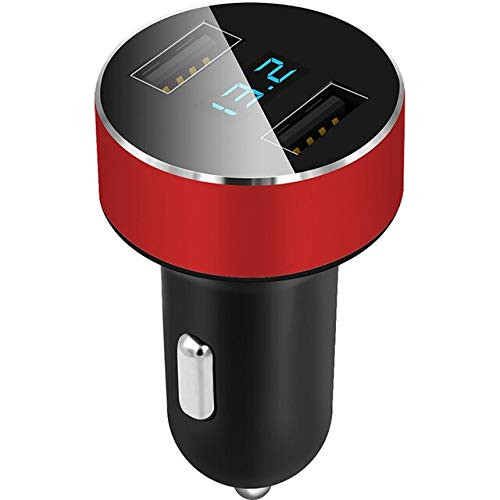 Davitu Cables, Adapters  and  Sockets - 2018 New Universal Dual USB Car Charger 3.1A Quick Charger LED Display Cigarette Lighter Phone Adapter Car Voltage Diagnostic - -Color Name: red-