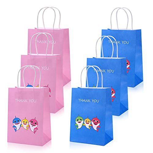 24 Pieces Happy Shark Family Party Bags,Treat,Candy and Goodie Bags,Shark Gift Bags for Shark Party Supplies Favor Decorations