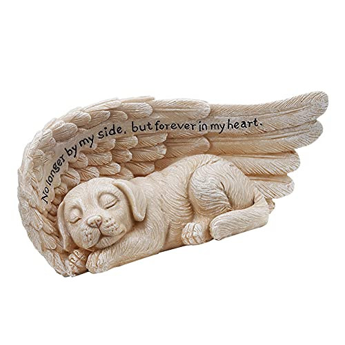 Garden Sculptures  and  Statues Garden Gnomes Garden Ornaments Angel Pets Statue Pet Memorial Grave Marker Tribute Sleeping Dog in Angel Wings Resin Sculpture Ornament for Garden