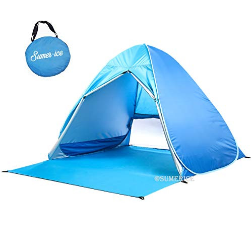 Sumerice Beach Tent Automatic Pop Up Baby Sun Shelter Portable Cabana Sun Tent (Blue)