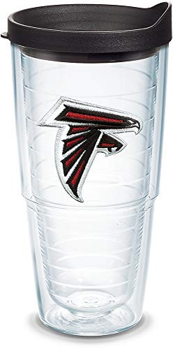 Tervis 1039059 NFL Atlanta Falcons Primary Logo Tumbler with Emblem and Black Lid 24oz, Clear