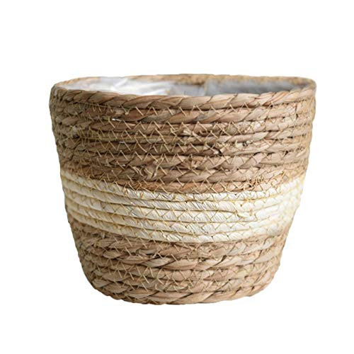 YINKUU Seagrass Planter Basket - Hand Woven Basket Flower Pot ,Seagrass Plant Basket for Indoor Outdoor Planter Home Decor , Natural Storage Baskets Plant Pot Cover Storage Organizer, Gift