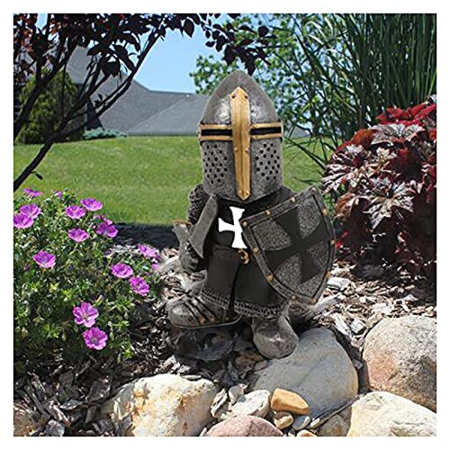 Garden Gnome Statue, Knight Gnomes Guard 1/8pcs Resin Desktop Ornament Sculpture Soldier Miniature Figure Collection Indoor Home Yard Decor, Lawn Patio Resin Sculpture Ornament Outdoor Statues