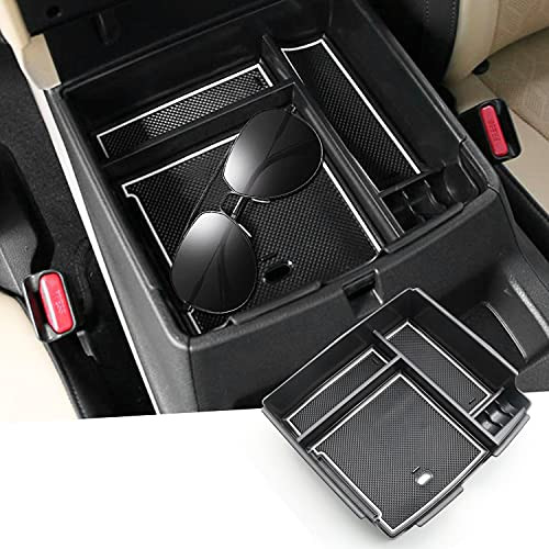Ruiya Center Console Organizer Tray Compatible with 2022 plus Kia Carnival KA4 Armrest Storage Box Car Accessories Insert ABS Black Materials with USB Hole -White-