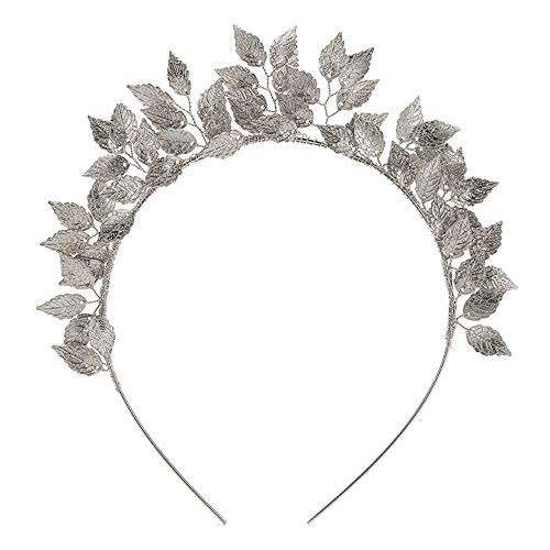 Anglacesmade Bridal Leaf Tiara Crown Silver Leaf Headband Handmade Leaf Headpiece for Wedding Prom Party Festival Hair Jewelry -Silver- Anglacesmade Bridal Leaf Tiara Crown Silver Leaf Headband Handmade Leaf Headpiece for Wedding Prom Party Festival Hair Jewelry -Silver-