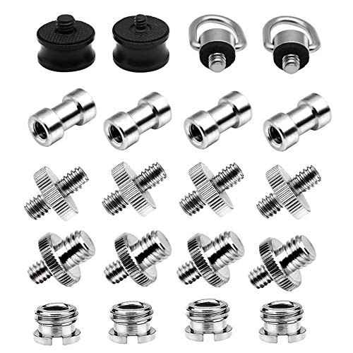 20 PCS Camera Tripod Screw Adapter, 1/4 to 1/4 Screw, 1/4 to 3/8 Tripod Screw Adapter, Thread Screw Adapter, Camera Strap Screws, 1/4 D-Ring Screw, 3/8 to 1/4 Tripod Adapter