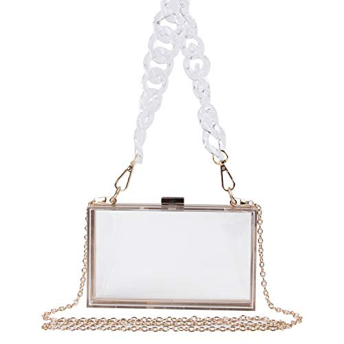 LUI SUI Women's Acrylic Transparent Evening Clutch Purses Clear Crossbody Bags Box Handbag Shoulder Bag