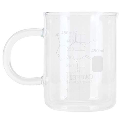 Yosoo Beaker Mug Borosilicate Glass Cup with Handle and Measuring Scale Science Coffee Mug for Coffee Tea Water