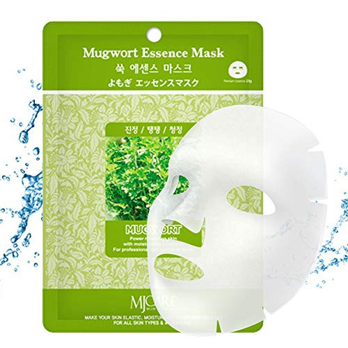 The Elixir Beauty Korea Cosmetic Beauty MJ Care Mugwort Collagen Essence Facial Pack Sheet -23g, 20 Packs-