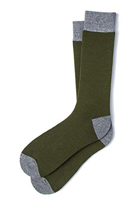 Men's Hipster Designer Classic Solid Design Luxury Crew Dress Socks -Olive Green-