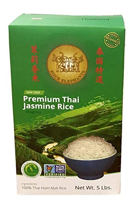 Four Elephants Premium Thai Jasmine Rice Certified Non-GMO 5 lbs Four Elephants Premium Thai Jasmine Rice Certified Non-GMO 5 lbs