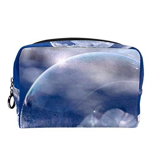 Makeup Toiletry Bag for Women Girls Purse Cosmetic Travel Kit Organizer Snowflakes Ball