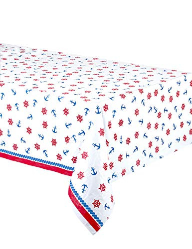 Nautical Rectangular Plastic Party Table Cover, 54"x 84"