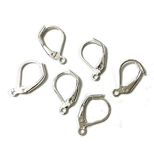 100PCS French Earring Hook Ear Wire Lever Back Open Loop DIY Jewelry Findings -Silver Plated-
