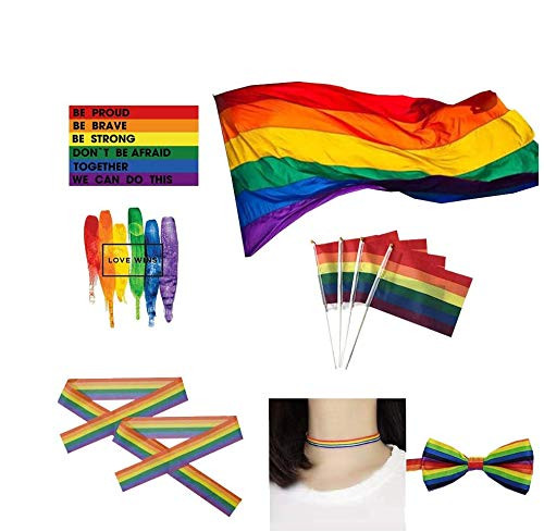 Big LGBT Flag- Rainbow Pride Polyester- Durabol Homosexual LGBT Cylindrical Lesbian for The Day of Pride LGBT Flag Kit Rainbow Symbol Gays, Lesbians, Love is Love Parade Flag -A-