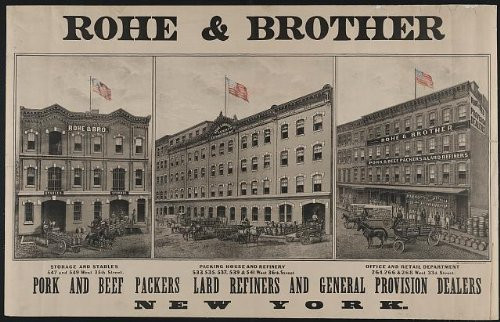 HistoricalFindings Photo: Rohe and Brother,c1860,New York,NY,American Flag,Storage,Stables,Packing House HistoricalFindings Photo: Rohe and Brother,c1860,New York,NY,American Flag,Storage,Stables,Packing House