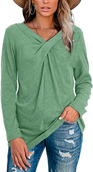 Women's Casual V Neck Twist Knot T Shirts Long Sleeve Loose Tunic Tops Blouse Shirt
Light Green Women's Casual V Neck Twist Knot T Shirts Long Sleeve Loose Tunic Tops Blouse Shirt
Light Green