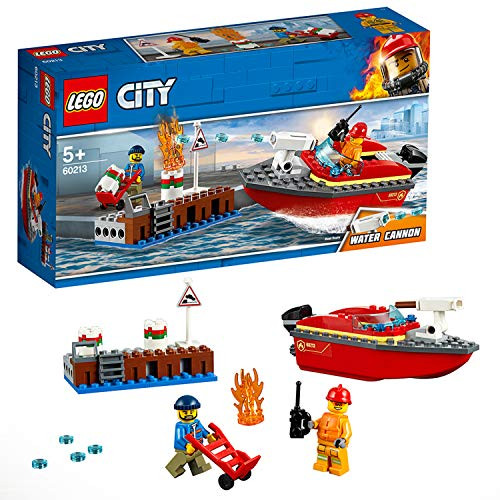 LEGO City Fire Dock Side Fire Boat Playset, Firefighter Minifigure & Acessories, Bath Toys for Kids LEGO City Fire Dock Side Fire Boat Playset, Firefighter Minifigure & Acessories, Bath Toys for Kids