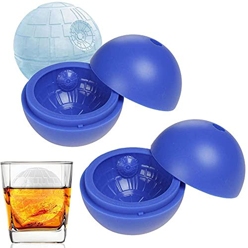 TANMESSO 2 Packs Star Wars Death Star Silicone Sphere Ice Ball Maker Mold -Blue-