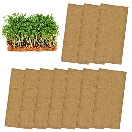 10 Pads Jute Plant Grow Mat- Hemp Mats for Microgreens Growing, 10" X 20" Hydroponic Grow Pads for 1020 Growing Trays,Indoor Sprouting kit for Microgreens, Wheatgrass, Sprouts, Organic Production