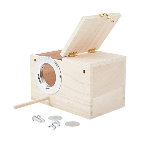 AHANDMAKER Wood Breeding Box, Parakeet Nesting Box Bird Nest Breeding Box Cage Wood House for Finch Cockatiel Budgie Conure Parrot