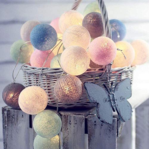 Sokaton Christmas Fairy String Lights,13FT 20 LEDs Macaron Globe Cotton Ball LED String Lights Outdoor Indoor Valentines Day Globe Lights - Battery Or USB Power Warm White Decorative Lighting Strings