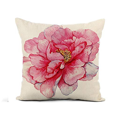 Awowee Flax Throw Pillow Cover Orange Flower Watercolor Beautiful Pink Peony on Red Hand 18x18 Inches Pillowcase Home Decor Square Cotton Linen Pillow Case Cushion Cover Awowee Flax Throw Pillow Cover Orange Flower Watercolor Beautiful Pink Peony on Red Hand 18x18 Inches Pillowcase Home Decor Square Cotton Linen Pillow Case Cushion Cover