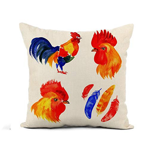 Awowee Flax Throw Pillow Cover Watercolor Barnyard Animalistic of Roosters White Brown Agriculture Animal 18x18 Inches Pillowcase Home Decor Square Cotton Linen Pillow Case Cushion Cover Awowee Flax Throw Pillow Cover Watercolor Barnyard Animalistic of Roosters White Brown Agriculture Animal 18x18 Inches Pillowcase Home Decor Square Cotton Linen Pillow Case Cushion Cover