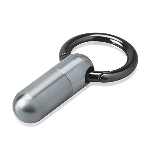 Autuveen Titanium Daily Pill Holder Mini Pill Box Pill Case with Keychain,Small Pill Container Organizer for Outdoor Travel Camping,EDC Emergency Accessory Waterproof and Light Weight