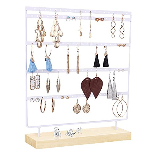 Suneed Earring Holder Organizer Jewelry Display Stands Earring Organizer Stand Jewelry Holder Organizer, Earring  and  Necklace Jewelry Towel Organizer Display Tree -5Layer-White-