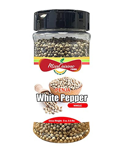 MissCuisine Whole White Peppercorns 8 oz , White Pepper Spice, Whole White Pepper, White Peppercorns, Taste of the Tropics Whole Peppercorns MissCuisine Whole White Peppercorns 8 oz , White Pepper Spice, Whole White Pepper, White Peppercorns, Taste of the Tropics Whole Peppercorns