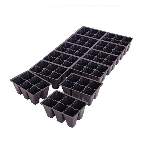 Handy Pantry Black Plastic Garden Tray Inserts - 5 Sheets of 72 Planting Pot Cells Each - 2x3 Nested x12 Configuration - Perforated - Nursery, Greenhouse, Gardening