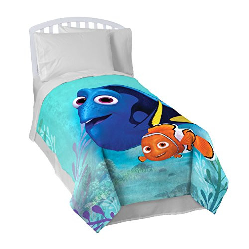 Jay Franco Twin Finding Dory Sun Rays Blanket-Measures 62 x 90 inches, Kids Bedding Features Dory & Nemo-Fade Resistant Super Soft Fleece-(Official Disney Pixar Product)