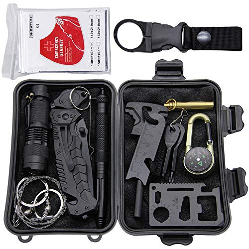 DR.DUDU Survival Kit, 13 in 1 Emergency Survival Gear Tool Outdoor for Camping, Hiking, Wilderness Adventures, Multi-Purpose EDC Emergency Tools DR.DUDU Survival Kit, 13 in 1 Emergency Survival Gear Tool Outdoor for Camping, Hiking, Wilderness Adventures, Multi-Purpose EDC Emergency Tools