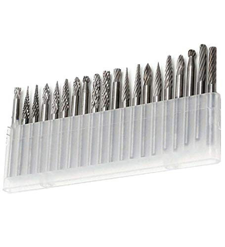20pcs Solid Carbide Burr Set 0.118''?3x3mm?Shank Tungsten Carbide Rotary Files Burrs with 3mm Cutting Head Diameter Fits Most Rotary Drill Die Grinder for Woodworking,Engraving,Drilling,Carving