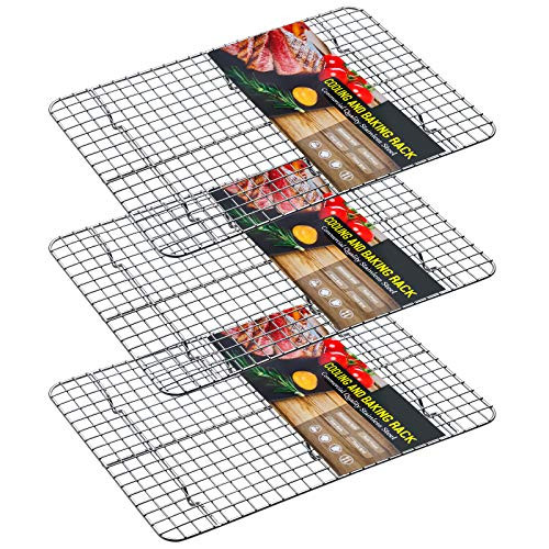 Cooling Racks for Cooking and Baking,Estmoon Stainless Steel Wire Rack,15 Inch Heavy Duty Baking Rack Fits Baking Sheet,Rust-Resistant Rack for Roasting Grilling Drying,Dishwasher Safe -Set of 3-
