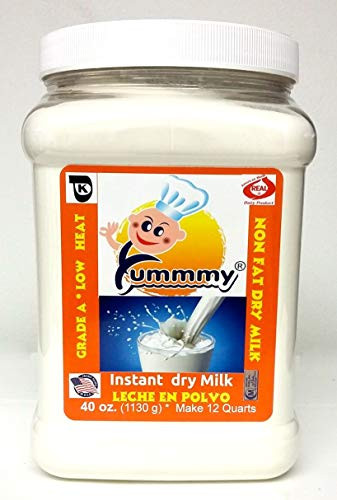 Yummmy Instant Skimmed Nonfat Powdered Dry Milk - Leche en polvo, 2.5 Lbs. -40 Oz-, Grade A, Kosher and Halal Certified, Made in USA