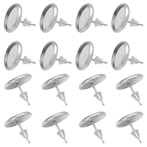 Blank Stud Earring Bezel Silver,200Pcs Stud Earring Kit Includes 100Pcs Stainless Steel Cup Post Earrings and 100Pcs Rubber Earring Backs for DIY Jewelry Findings,Earring Making Supplies Blank Stud Earring Bezel Silver,200Pcs Stud Earring Kit Includes 100Pcs Stainless Steel Cup Post Earrings and 100Pcs Rubber Earring Backs for DIY Jewelry Findings,Earring Making Supplies