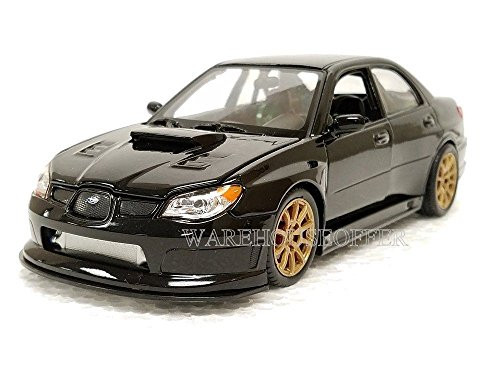 NEW 1:24 DISPLAY WELLY COLLECTION - BLACK 2005 SUBARU IMPREZA WRX STI Diecast Model Car By Welly