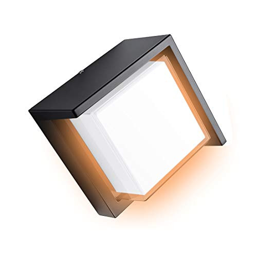 10W Led Wall Lamp Outdoor Lighting Sconces,Warm Light Exterior Waterproof Light Balcony Eaves Lights,AC85-265V 3000K Black Aluminum